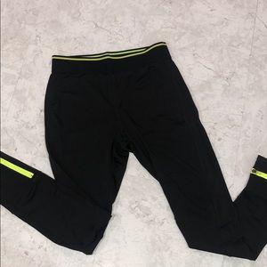 Neon Yellow Detailed Workout Leggings With Zippers